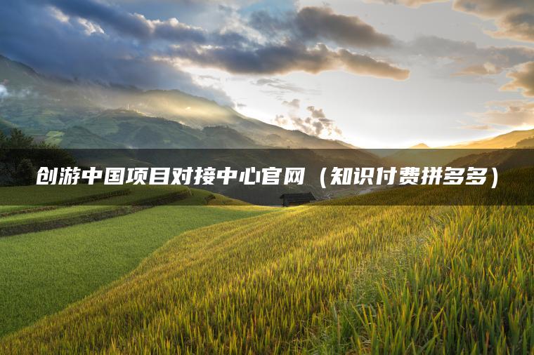 创游中国项目对接中心官网（知识付费拼多多）